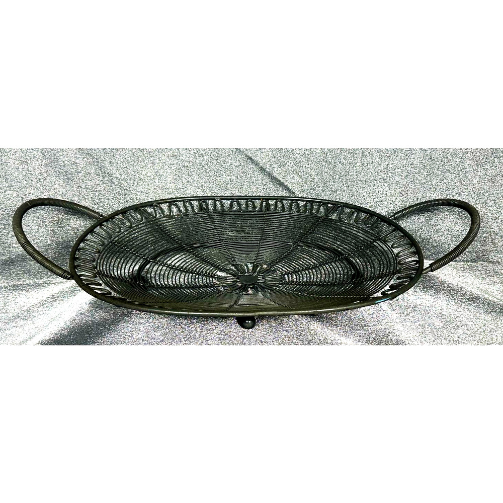 Wire Oval Shallow Fruit Basket with Handles Centerpiece- 18" x 11"